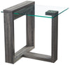 California 22\" Modern Glass Top End Table - Distressed Grey