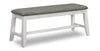 Echo Dining Bench with Linen-Look Fabric, Wood, 47.24\"W - White/Grey