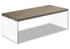 Aria 44\" Modern Coffee Table - Grey-Brown with Glass Base