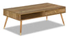 Cydney 43.5\" Modern Coffee Table with Storage - Walnut Finish Wood Legs