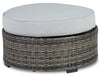 Lilo Large Outdoor Patio Ottoman - Resin Wicker & Nuvella Fabric, UV & Weather Resistant - Grey