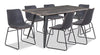 Amos 7pc Dining Set with Table & 6 Chairs, Metal, 60\"W - Grey