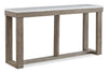 Corsa 64\" Modern Sofa Table - Marble Top with Grey Brown Wood Base