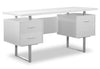 Teagan 60\" Reversible Office Desk with 3-Drawers - White