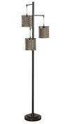 Harlon 71.5\" Antiqued-Bronze with Rattan Shades 3 Light Floor Lamp