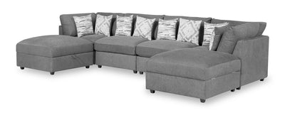 Scott Living Evolve Modular 6-Piece Linen-Look Fabric Sectional with Feather Down Cushions - Charcoal Grey | Sofa sectionnel modulaire Evolve de Scott Living 6 pièces en tissu d’apparence lin avec coussins en duvet et plumes - gris anthracite