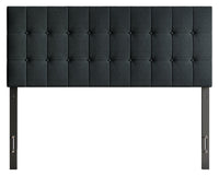 Ellis Upholstered Headboard in Charcoal Fabric, Button Tufted - Full Size