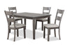 Krew 5pc Dining Set with Table & 4 Chairs, Melamine, 60\"W - Grey