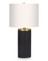 24\" Black Concrete with Gold Accent Table Lamp with Ivory Shade