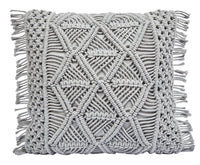 Macrame Accent Pillow - Grey