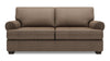 Made in Canada Customizable Sofa Lab Roll 76\" Linen-Look Fabric Condo Size Sofa with Rolled Arms - Luna Praline Brown