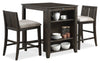 Lane 3pc Counter-Height Dining Set with Table & 2 Chairs, Built-in Shelves & USB, 36.5\"W - Brown