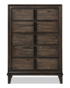 Kane Bedroom Chest of Drawers, 5-Drawer, 35.4\"W x 53\"H - Brown