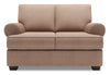 Made in Canada Customizable Sofa Lab Roll 64\" Linen-Look Fabric Loveseat with Rolled Arms - Pax Wicker Brown
