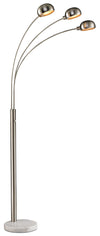 72\" Brushed Steel 3-Light Arc Floor Lamp