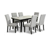Verona 7pc Dining Set with Table & 6 Chairs, Culture Marbled Top, 60\"W - White