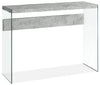 Yonah 44\" Modern Sofa Table - Cement Grey with Glass Legs