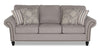 Made in Canada Wynn 93\" Chenille Fabric Sofa with Nailhead Trim and Wood Bun Legs - Grey