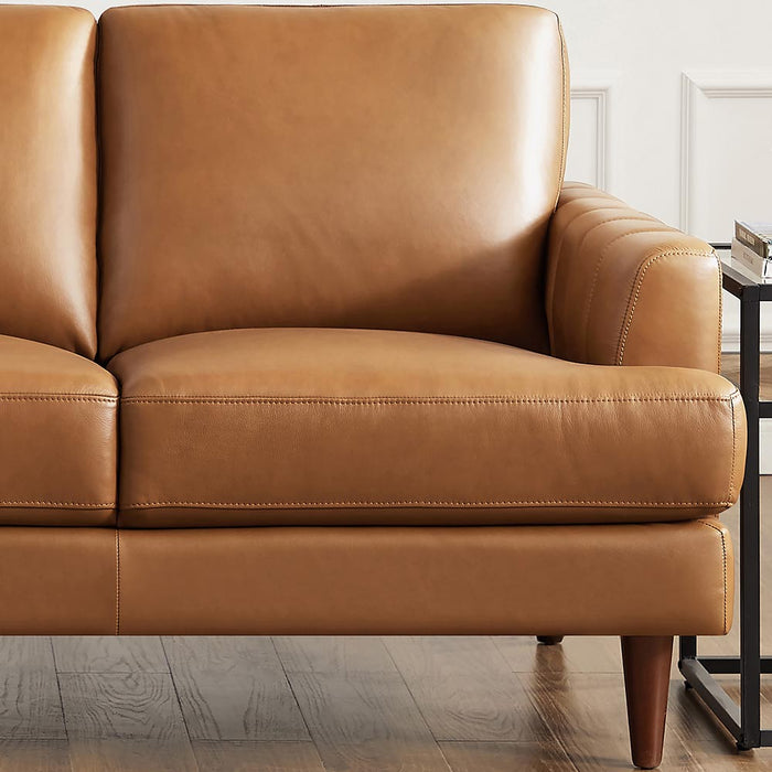 Hydeline Cassia Leather Loveseat - Brown