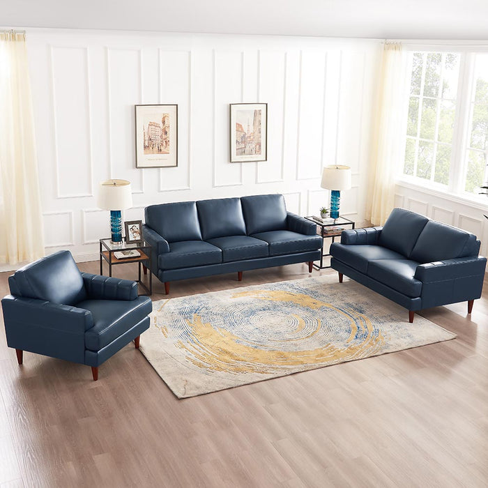 Hydeline Cassis Leather Sofa - Navy