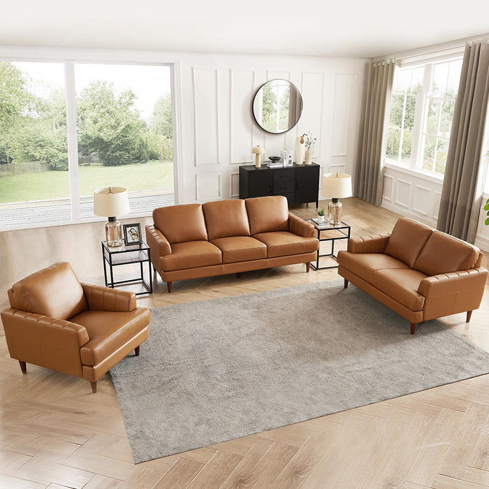 Hydeline Cassia Leather Sofa - Brown
