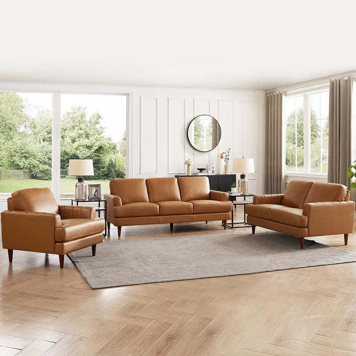 Hydeline Cassia Leather Sofa - Brown