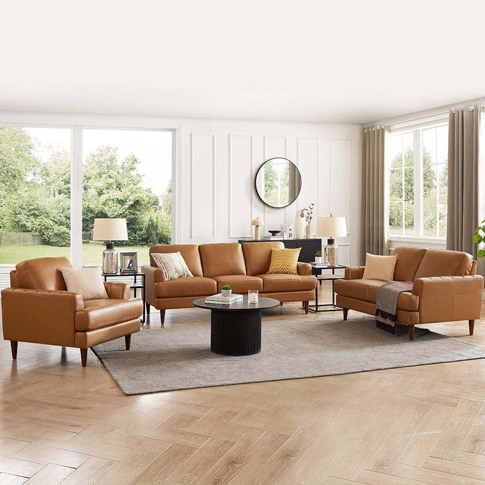 Hydeline Cassia Leather Loveseat - Brown