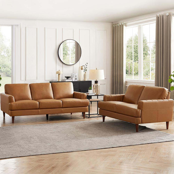Hydeline Cassia Leather Sofa - Brown
