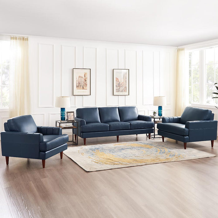 Hydeline Cassis Leather Sofa - Navy