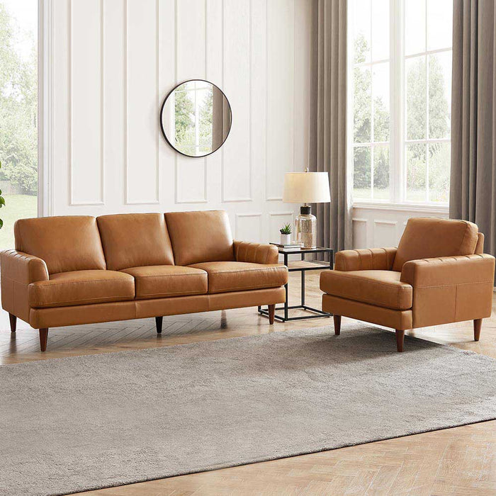 Hydeline Cassia Leather Sofa - Brown