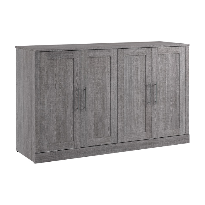 Bestar Pur 75 W Queen Cabinet Bed with Mattress - Bark Grey