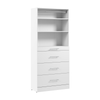Bestar Florence 36\" Modular Reach-In/Walk-In Closet System Tower with Shelves and 4 Drawers Slab Style - White