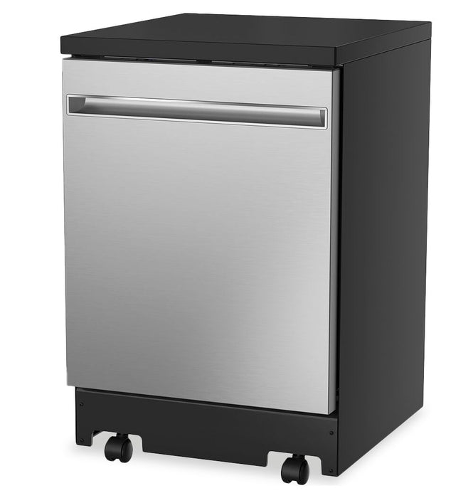 GE 24\" 54 dBA Portable Top-Control Dishwasher with Piranha Hard Food Disposer - Stainless - GPT225SSLSS