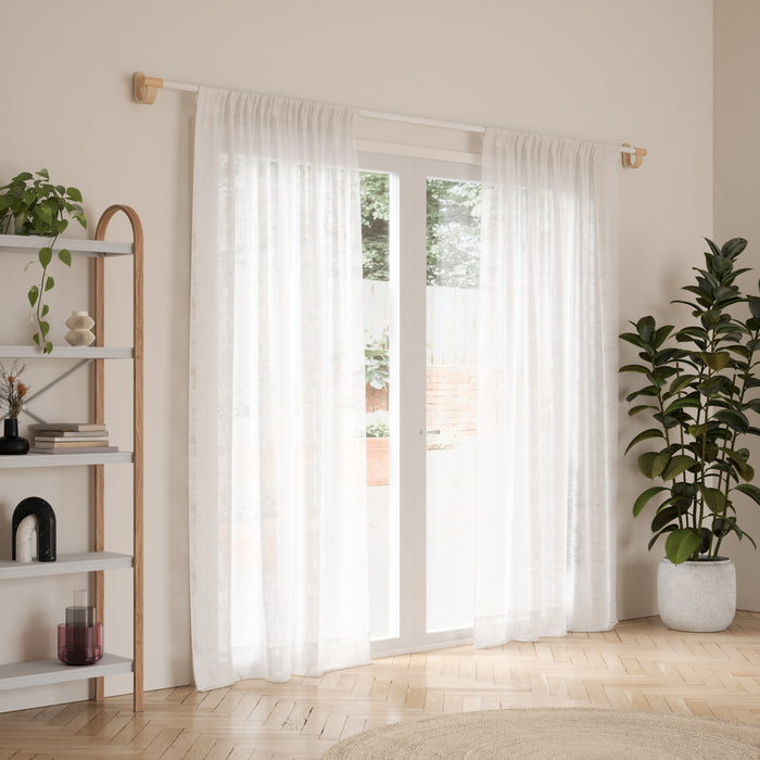 Umbra Bellwood White and Natural Expandable 1\" Curtain Rod - 42\"-120\" 