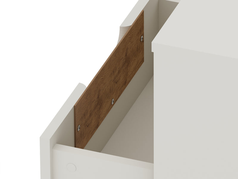 Manhattan Comfort Rockefeller Mid-Century Modern Nightstand with Drawer - Off White & Natural