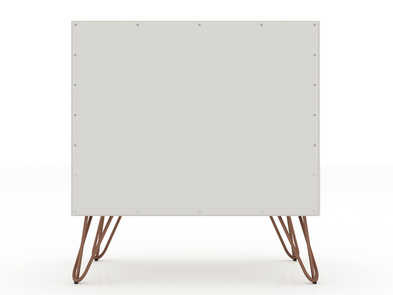 Manhattan Comfort Rockefeller Mid-Century Modern Nightstand with Drawer - Off White & Natural
