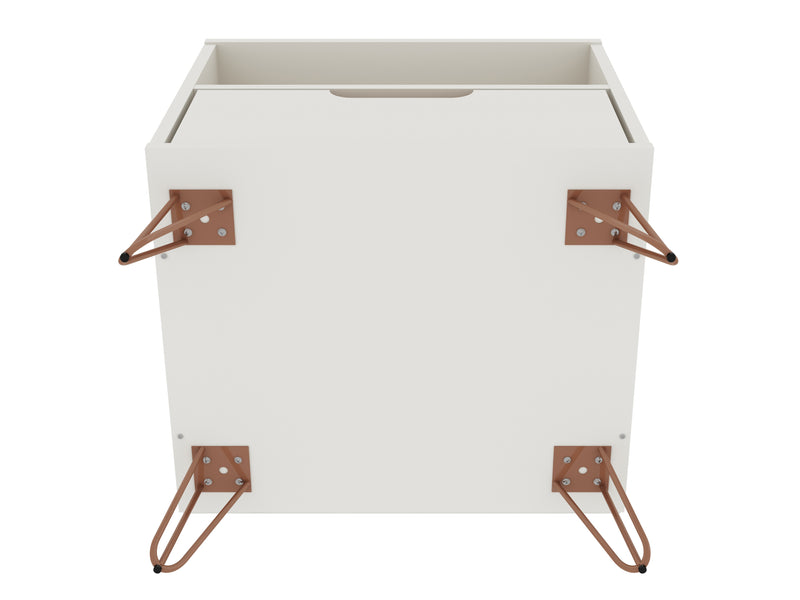 Manhattan Comfort Rockefeller Mid-Century Modern Nightstand with Drawer - Off White