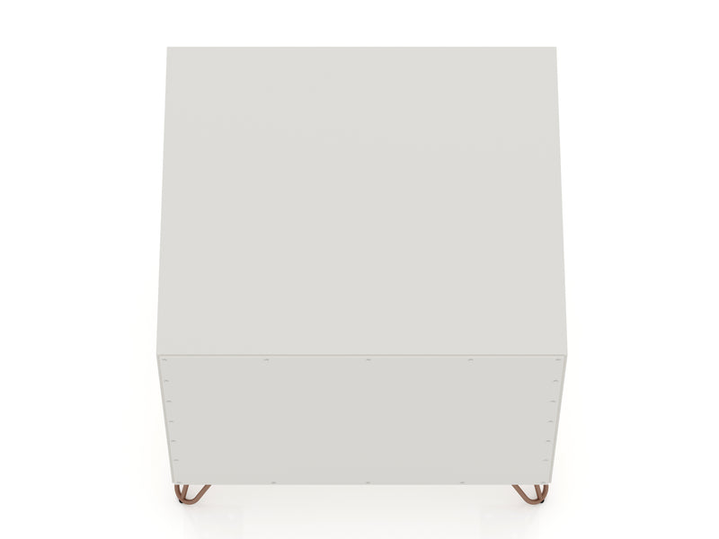 Manhattan Comfort Rockefeller Mid-Century Modern Nightstand with Drawer - Off White