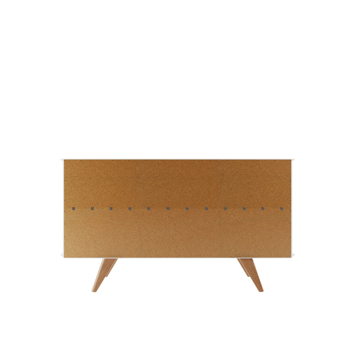 Manhattan Comfort Tudor 53.15” Sideboard with 4 Shelves - White & Maple Cream