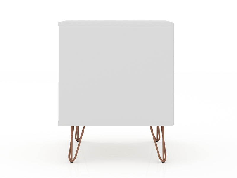 Manhattan Comfort Rockefeller Mid-Century Modern Nightstand with 2 Drawers - White