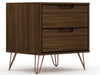 Manhattan Comfort Rockefeller Mid-Century Modern Nightstand with 2 Drawers - Brown
