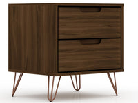 Manhattan Comfort Rockefeller Mid-Century Modern Nightstand with 2 Drawers - Brown