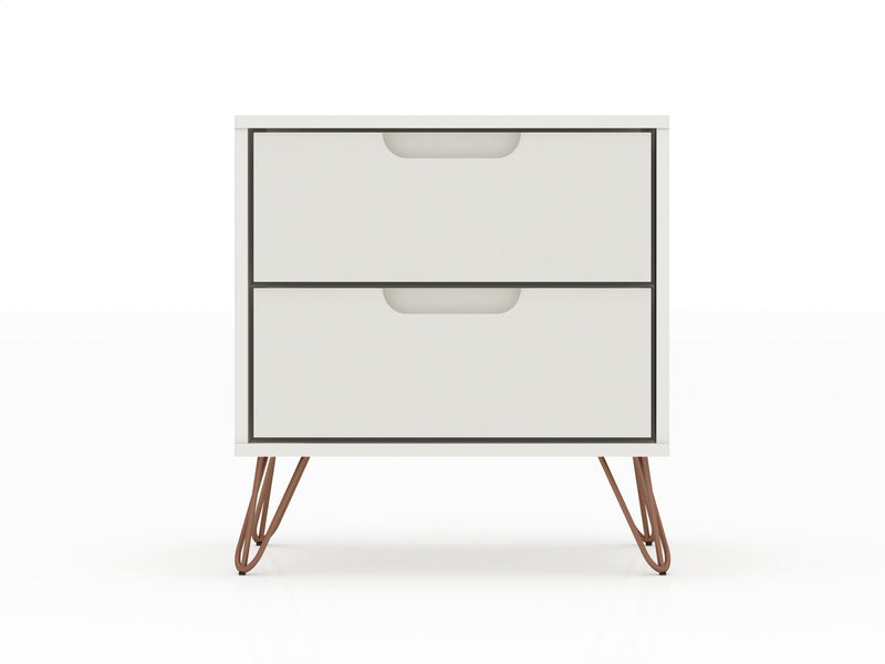 Manhattan Comfort Rockefeller Mid-Century Modern Nightstand with 2-Drawer