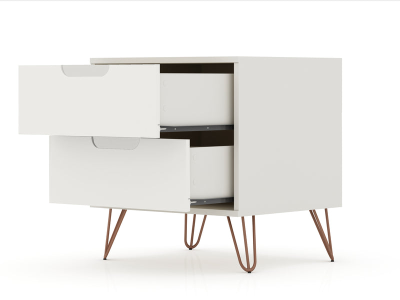 Manhattan Comfort Rockefeller Mid-Century Modern Nightstand with 2-Drawer
