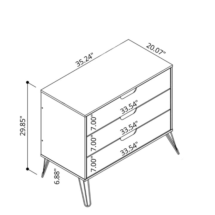 Manhattan Comfort Rockefeller Mid-Century Modern Dresser with 3-Drawers - Off White