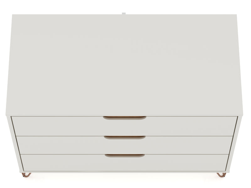 Manhattan Comfort Rockefeller Mid-Century Modern Dresser with 3-Drawers - Off White