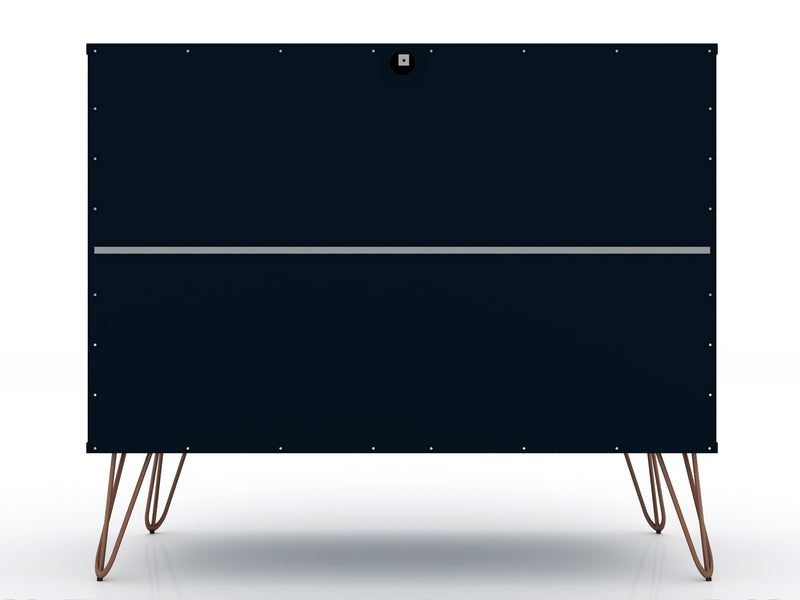Manhattan Comfort Rockefeller Mid-Century Modern Dresser with 3-Drawers - Tatiana Midnight Blue