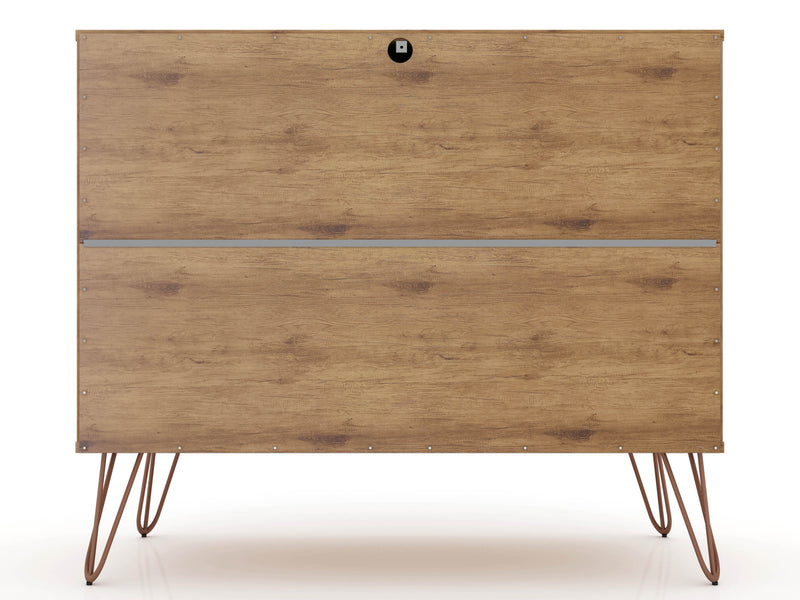 Manhattan Comfort Rockefeller Mid-Century Modern Dresser with 3-Drawers - Natural & Textured Grey
