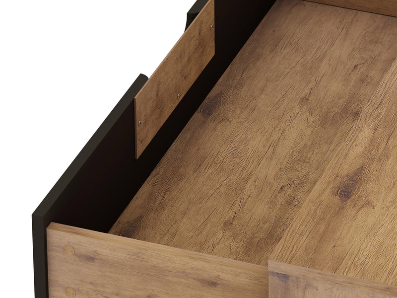 Manhattan Comfort Rockefeller Mid-Century Modern Dresser with 3-Drawers - Natural & Textured Grey