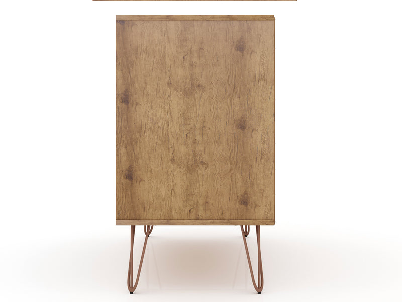 Manhattan Comfort Rockefeller Mid-Century Modern Dresser with 3-Drawers - Natural & Textured Grey
